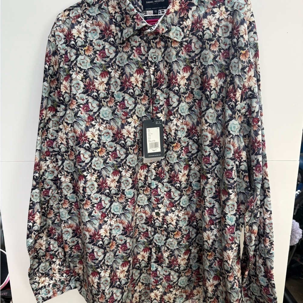 Daniel Hechter Red and Blue Casual Button Down Shirt